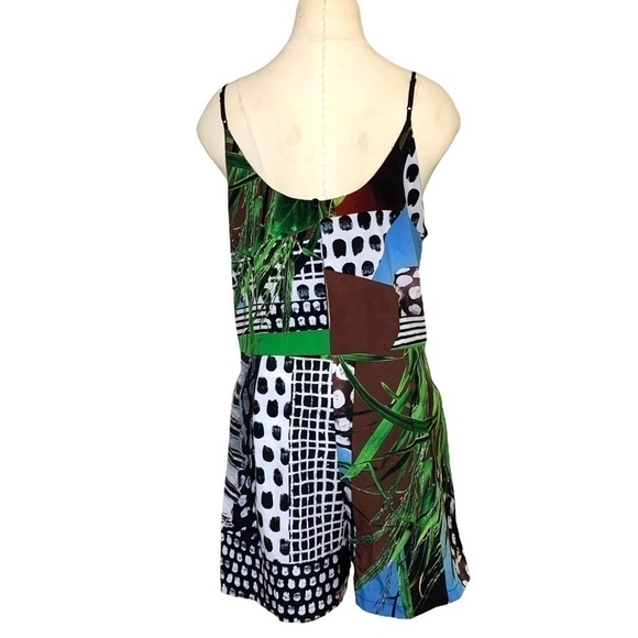 CLOVER Canyon Multi Media Colorful Tropical Print Flowy Shorts Romper V Neck L - Picture 4 of 11